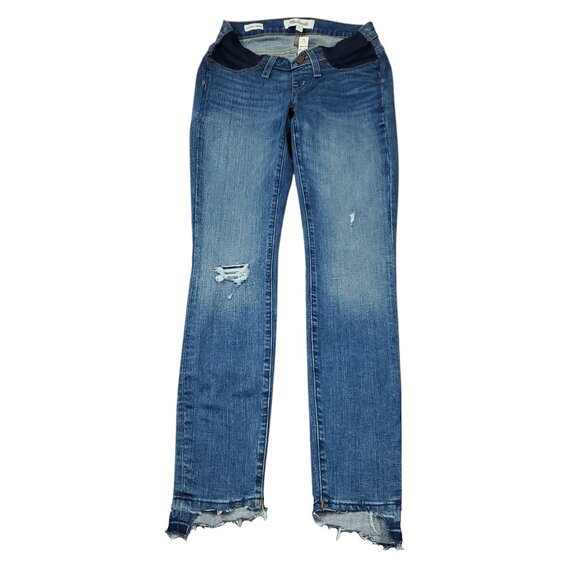 READ Madewell Maternity Side-Panel Skinny Jeans Size 24 Blue Adjustable Edition - Picture 2 of 9